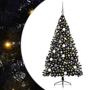 vidaXL Artificial Pre-lit Christmas Tree Black 180 cm PVC