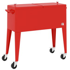 vidaXL Cooler Cart with Wheels Red 92x43x89 cm