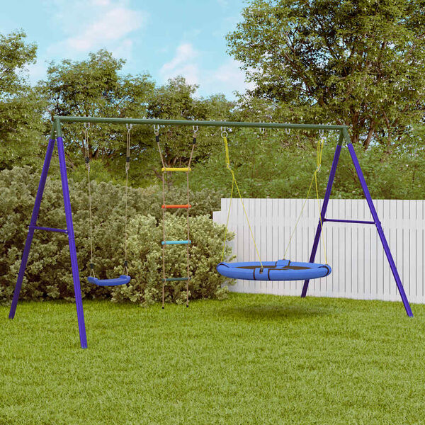 vidaXL Outdoor Swing Set with Swing, Ladder, Saucer Swing