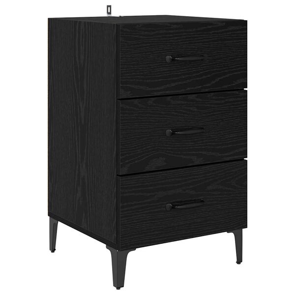 vidaXL Bedside Cabinet Black Oak 40 x 40.5 x 66 cm Engineered Wood