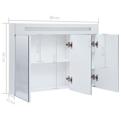 vidaXL LED Bathroom Mirror Cabinet 88x13x62 cm