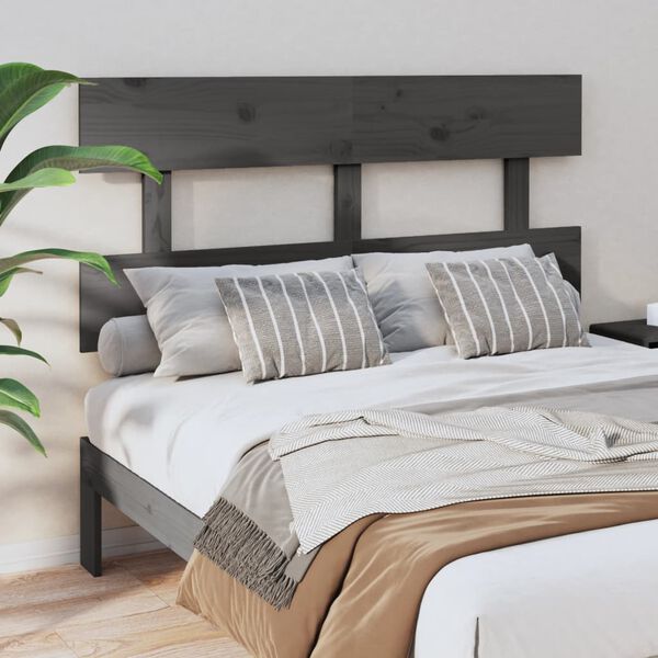 vidaXL Bed Headboard Grey 138x3x81 cm Solid Wood Pine