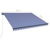 vidaXL Manual Retractable Awning 450x300 cm Blue and White