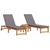 vidaXL Sun Lounger 3 pcs Brown 35 x 35 x 34cm Solid Acacia wood