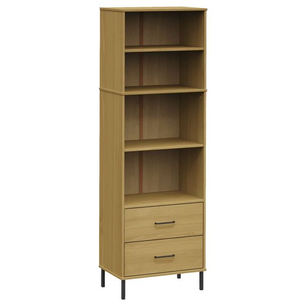 vidaXL Bookcase with 2 Drawers Brown 60x35x180 cm Solid Wood OSLO