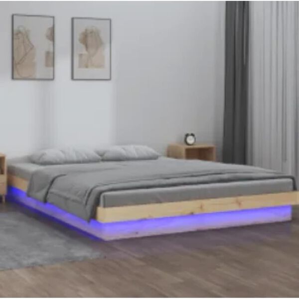 vidaXL LED Bed Frame without Mattress 140x200 cm Solid Wood
