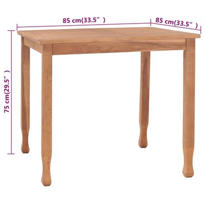 vidaXL Garden Dining Table 85x85x75 cm Solid Teak Wood