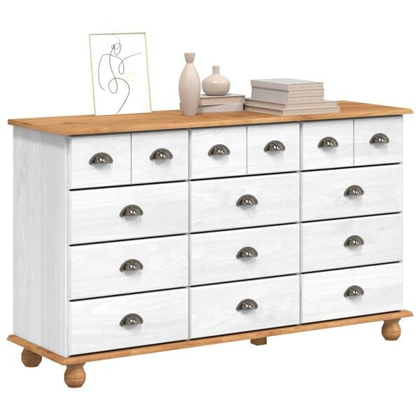 vidaXL Chest of Drawer ASKIM White 79 x 40 x 133.5 cm Solid Pine Wood