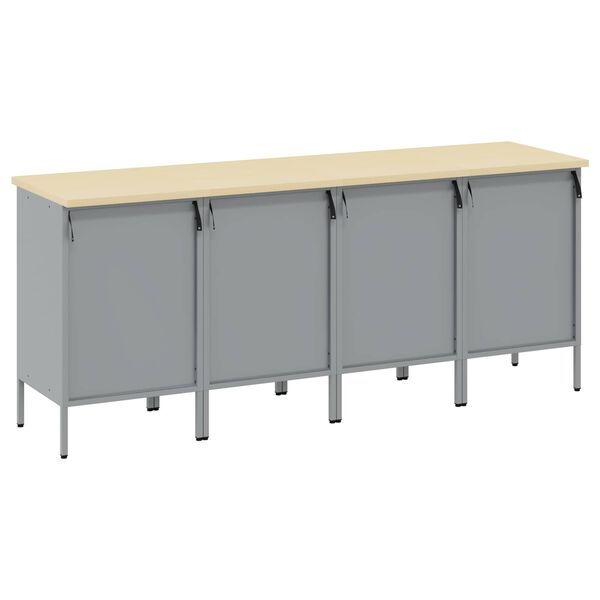 vidaXL Work Cabinet with Drawer 4 pcs Black and Grey 200 x 55 x 85 cm