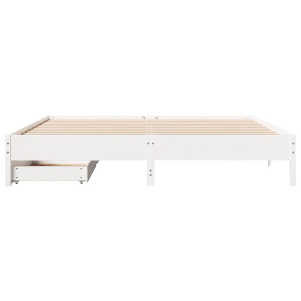 vidaXL Bed Frame without Mattress White 180x200 cm Super King Solid Wood Pine