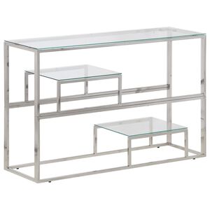 vidaXL Console Table Silver Stainless Steel and Tempered Glass