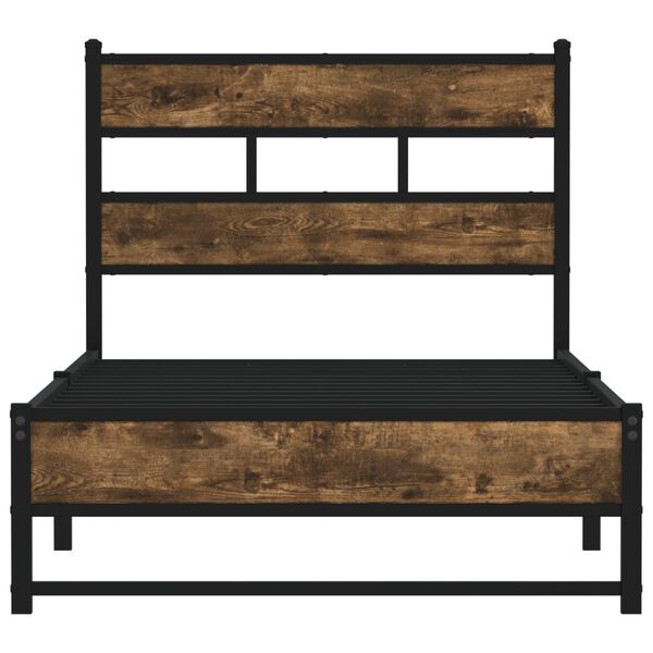 vidaXL Metal Bed Frame without Mattress Smoked Oak 80x200 cm