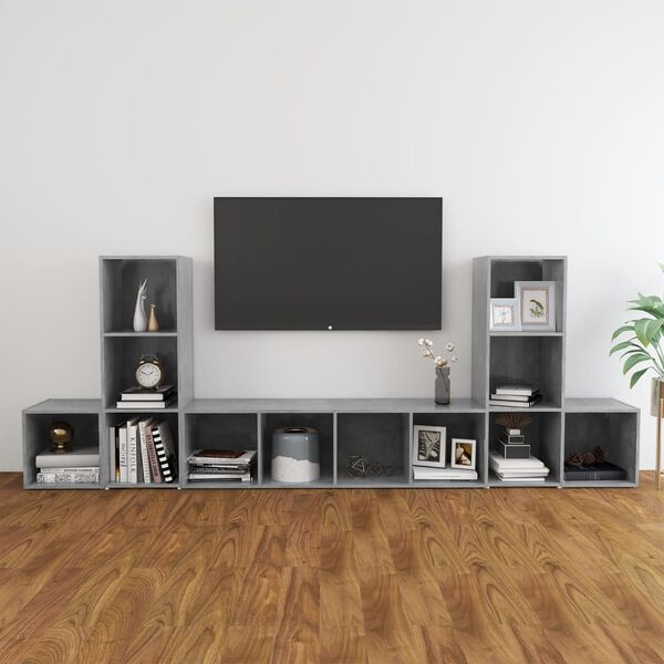 vidaXL 5 Piece TV Cabinet Set Concrete Grey Engineered Wood