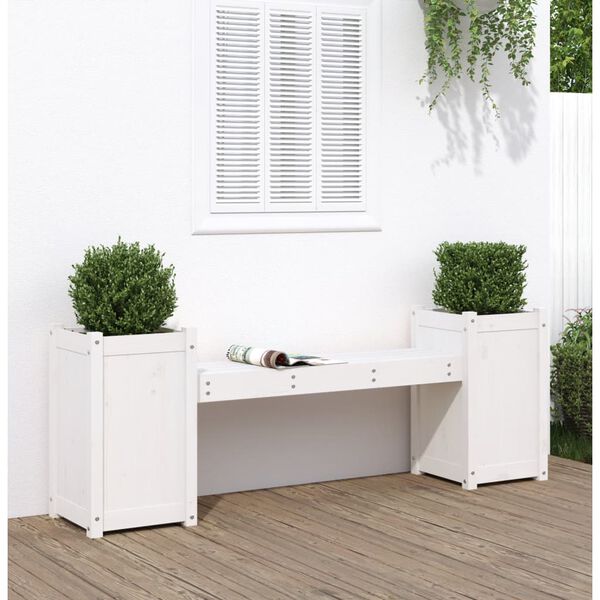 vidaXL Planter Bench White 180x36x63 cm Solid Wood Pine