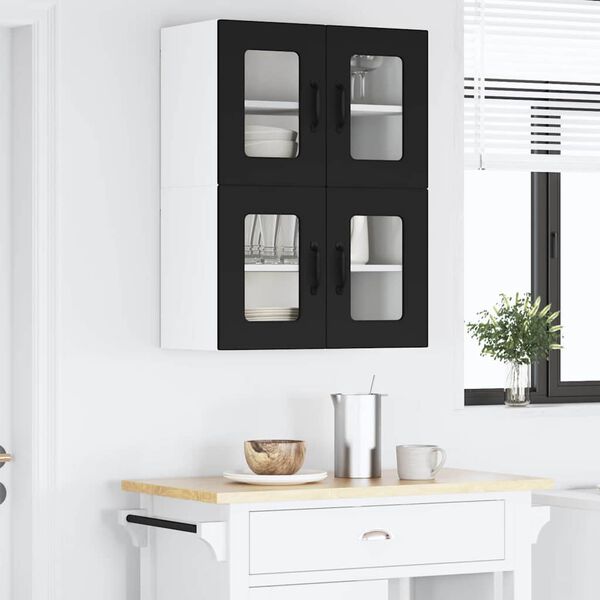 vidaXL Kitchen Wall Cabinet with Shelf 2 pcs Black 60 x 31 x 40 cm