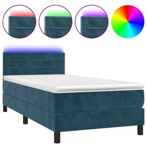 vidaXL Box Spring Bed with Mattress&LED Dark Blue 80x200cm Velvet