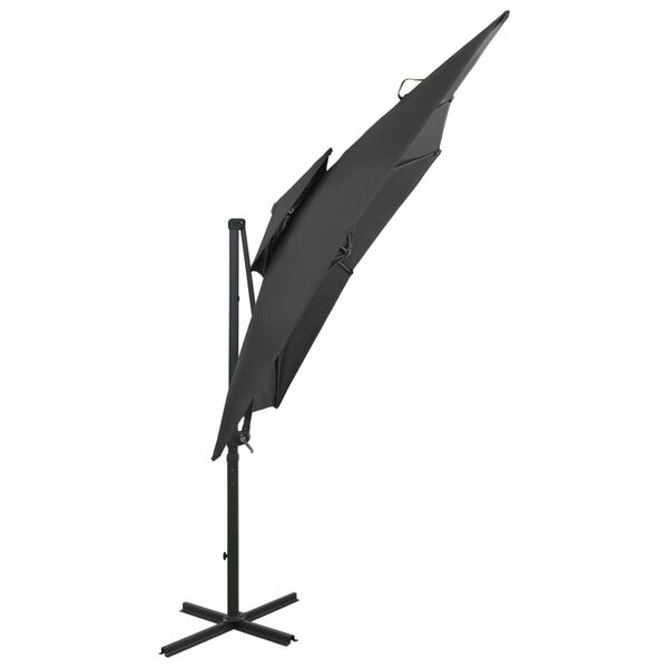 vidaXL Cantilever Garden Parasol with Double Top 250x250 cm Anthracite