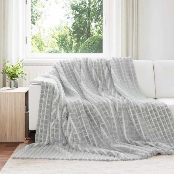 vidaXL Throw Blanket Grey 240 x 220 cm Fleece