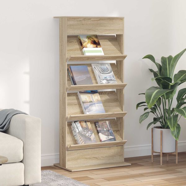 vidaXL Magazine Rack Sonoma Oak 70 x 41 x 156 cm Engineered Wood
