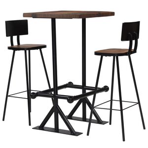 vidaXL Bar Set | Multicolour | Solid reclaimed wood and powder-coated steel