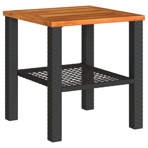 vidaXL Garden Table Black 40x40x42 cm Poly Rattan Acacia Wood