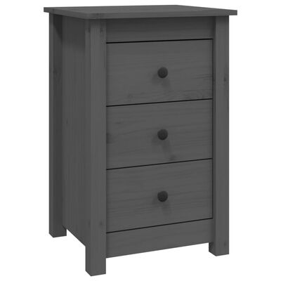 vidaXL Bedside Cabinet Grey 40x35x61.5 cm Solid Wood Pine