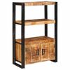 vidaXL Bookshelf with Doors Brown Solid Rough Mango Wood and Metal