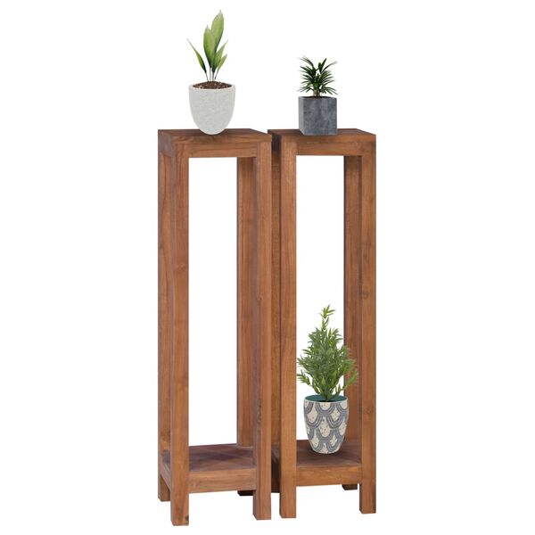 vidaXL Plant Stands 2 pcs 25x25x100 cm Solid Teak Wood