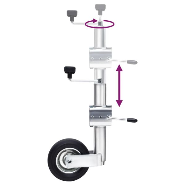 vidaXL Trailer Jockey Wheel 60 mm with 2 Support Tubes and 3 Split Clamps
