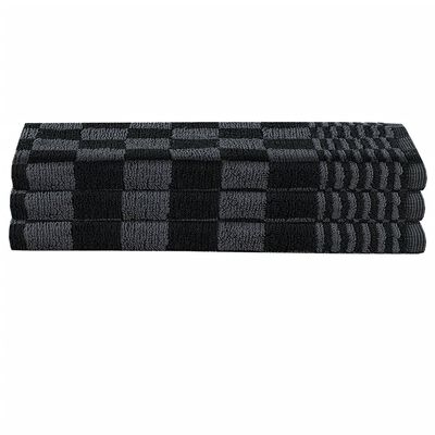 vidaXL 15 Piece Towel Set with Oven Gloves&Pot Holders Black Cotton