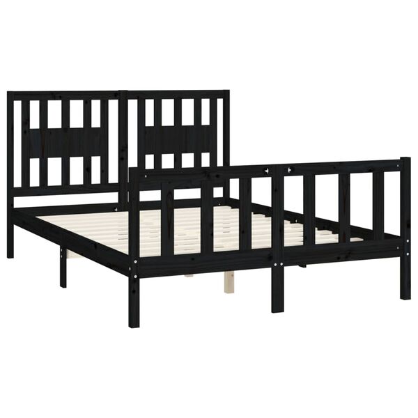 vidaXL Bed Frame without Mattress Black Solid Wood Pine 120x200 cm