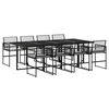 vidaXL 9 Piece Garden Dining Set with Cushions Black Poly Rattan