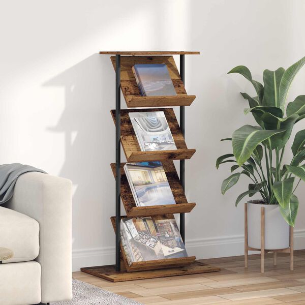 vidaXL Magazine Rack Old Wood 68 x 40 x 123.5 cm Engineered Wood