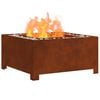 vidaXL Fire Pit Brown 80 x 80 x 40 cm Weathering Steel