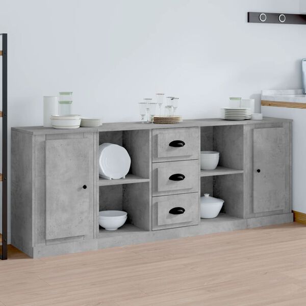 vidaXL Sideboards 3 pcs Concrete Grey Engineered Wood