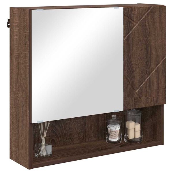 vidaXL Mirror Cabinet Brown Oak 59 x 17 x 55 cm Engineered Wood