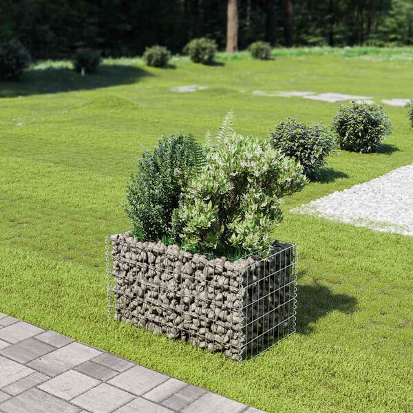 vidaXL Gabion Raised Bed Galvanised Steel 90x50x50 cm