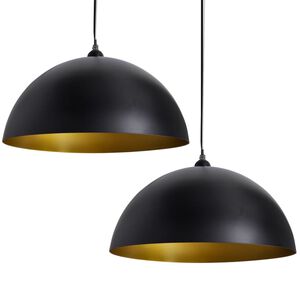 vidaXL Ceiling Lamp | Set of 2 | Black and Gold | Metal | Medium