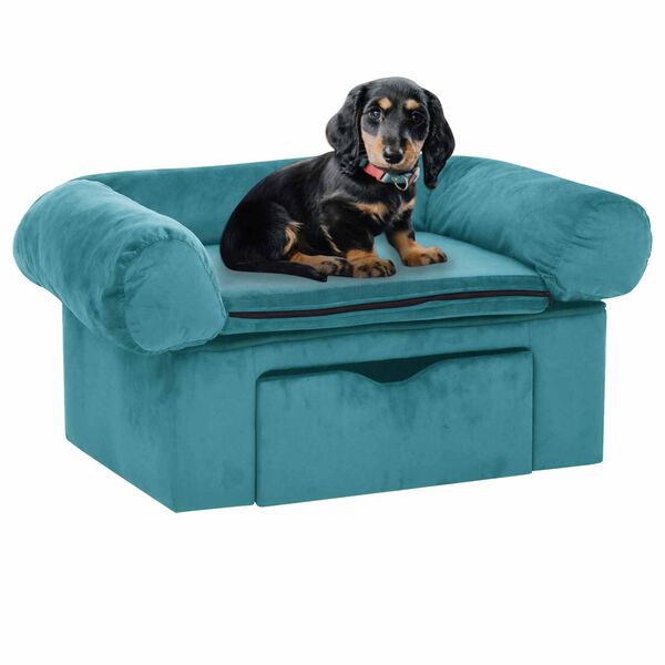 vidaXL Dog Sofa with Storage Turquoise 75 x 50 x 38cm Plush