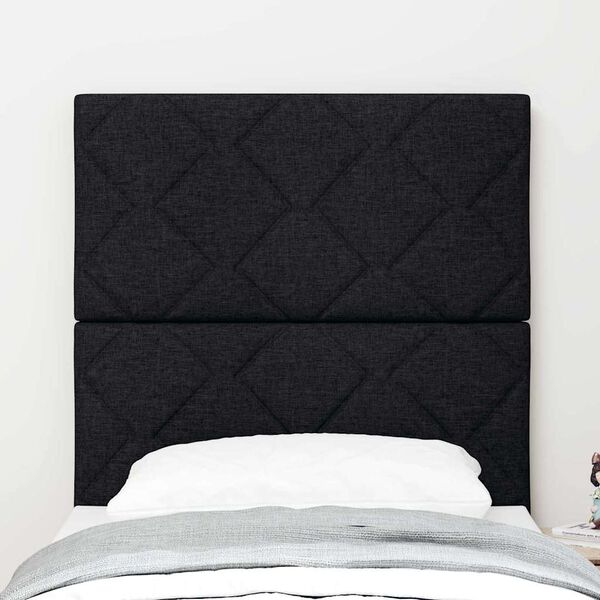 vidaXL Headboard with LED Strip Lights Adjustable Black 80 cm Fabric