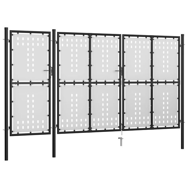vidaXL Garden Gate Steel 400x175 cm Black