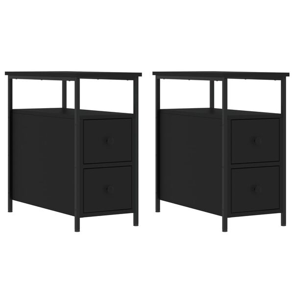 vidaXL Bedside Cabinets 2 pcs Black 30x60x60 cm Engineered Wood