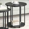 vidaXL Side Table Set with Shelf 2 pcs Black Oak