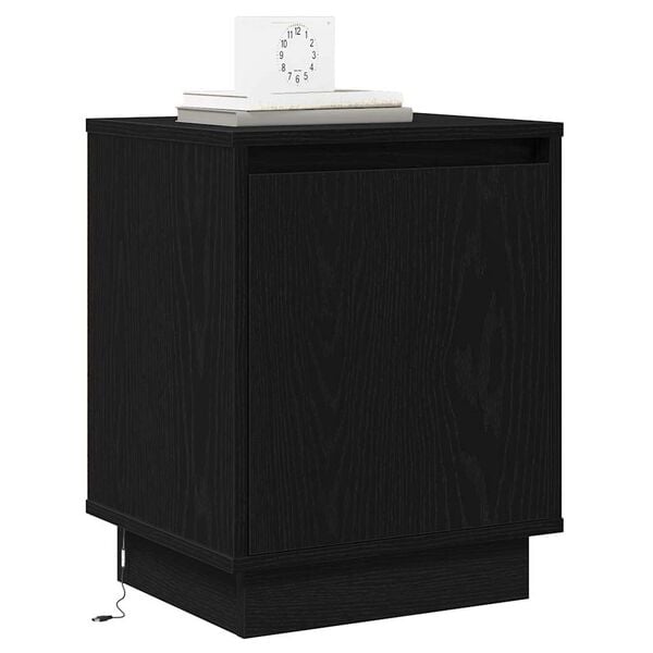 vidaXL Bedside Cabinet Black Oak 39 x 34.5 x 50 cm Engineered wood