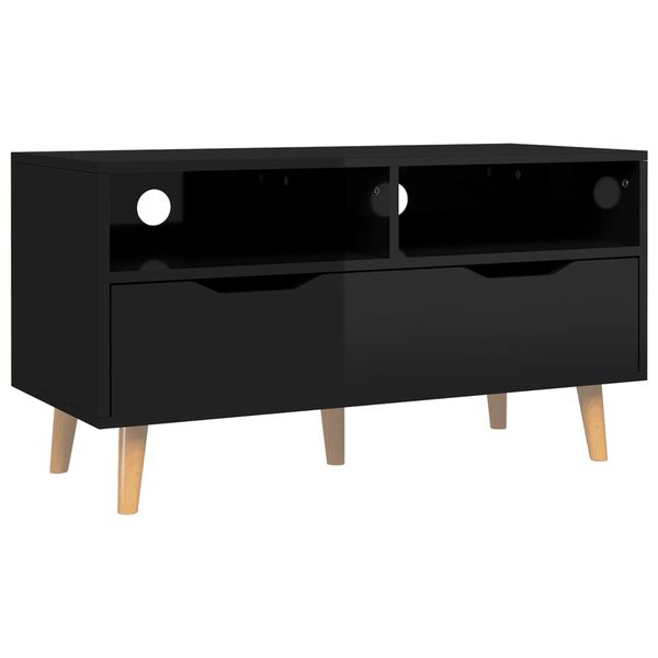 vidaXL TV Cabinet High Gloss Black 90x40x48.5 cm Engineered Wood