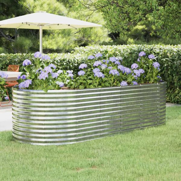 vidaXL Garden Raised Bed Galvanised Steel 249x100x68 cm Silver