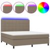 vidaXL Box Spring Bed with Mattress&LED Taupe 180x200 cm Fabric