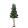 vidaXL Slim Christmas Tree Green 210 cm PVC and Solid Pine wood