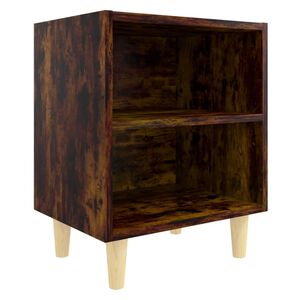 vidaXL Bed Cabinet with Solid Wood Legs Smoked Oak 40x30x50cm