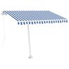 vidaXL Manual Retractable Awning with LED 350x250 cm Blue and White